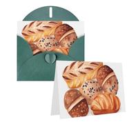 Blank Greetings Card 4'' X 6'' With Envelopes, Painted Bread Thank You Cards Note Cards Dark Green All Occasion Cards For Christmas Holidays Birthday Graduation Anniversaries