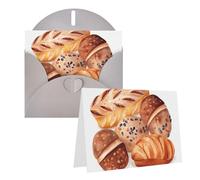 Blank Greetings Card 4'' X 6'' With Envelopes, Painted Bread Thank You Cards Note Cards Gray All Occasion Cards For Christmas Holidays Birthday Graduation Anniversaries