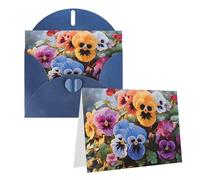 Blank Greetings Card 4'' X 6'' With Envelopes, Pansy Flowers Thank You Cards Note Cards Blue All Occasion Cards For Christmas Holidays Birthday Graduation Anniversaries