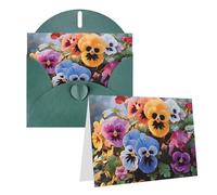 Blank Greetings Card 4'' X 6'' With Envelopes, Pansy Flowers Thank You Cards Note Cards Dark Green All Occasion Cards For Christmas Holidays Birthday Graduation Anniversaries