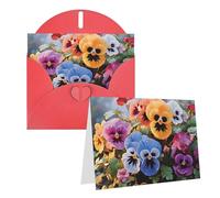 Blank Greetings Card 4'' X 6'' With Envelopes, Pansy Flowers Thank You Cards Note Cards Red All Occasion Cards For Christmas Holidays Birthday Graduation Anniversaries
