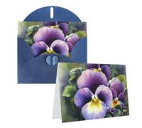 Blank Greetings Card 4'' X 6'' With Envelopes, Pansy Perfection Thank You Cards Note Cards Blue All Occasion Cards For Christmas Holidays Birthday Graduation Anniversaries