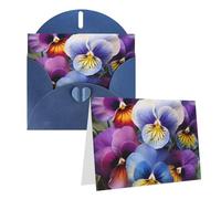 Blank Greetings Card 4'' X 6'' With Envelopes, Pansy Perfection Thank You Cards Note Cards Blue All Occasion Cards For Christmas Holidays Birthday Graduation Anniversaries