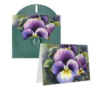 Blank Greetings Card 4'' X 6'' With Envelopes, Pansy Perfection Thank You Cards Note Cards Dark Green All Occasion Cards For Christmas Holidays Birthday Graduation Anniversaries