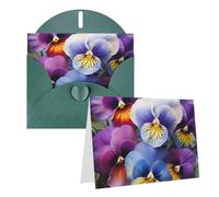 Blank Greetings Card 4'' X 6'' With Envelopes, Pansy Perfection Thank You Cards Note Cards Dark Green All Occasion Cards For Christmas Holidays Birthday Graduation Anniversaries