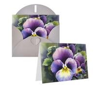 Blank Greetings Card 4'' X 6'' With Envelopes, Pansy Perfection Thank You Cards Note Cards Gray All Occasion Cards For Christmas Holidays Birthday Graduation Anniversaries