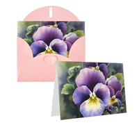 Blank Greetings Card 4'' X 6'' With Envelopes, Pansy Perfection Thank You Cards Note Cards Pink All Occasion Cards For Christmas Holidays Birthday Graduation Anniversaries