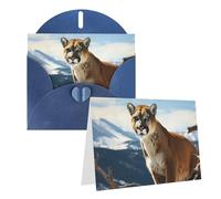 Blank Greetings Card 4'' X 6'' With Envelopes, Panther Mountain Lion Thank You Cards Note Cards Blue All Occasion Cards For Christmas Holidays Birthday Graduation Anniversaries