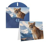 Blank Greetings Card 4'' X 6'' With Envelopes, Panther & Mountain Lion Thank You Cards Note Cards Blue All Occasion Cards For Christmas Holidays Birthday Graduation Anniversaries