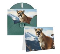 Blank Greetings Card 4'' X 6'' With Envelopes, Panther Mountain Lion Thank You Cards Note Cards Dark Green All Occasion Cards For Christmas Holidays Birthday Graduation Anniversaries