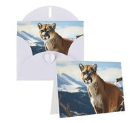 Blank Greetings Card 4'' X 6'' With Envelopes, Panther Mountain Lion Thank You Cards Note Cards White All Occasion Cards For Christmas Holidays Birthday Graduation Anniversaries