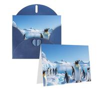 Blank Greetings Card 4'' X 6'' With Envelopes, Penguin Antarctica Ice Thank You Cards Note Cards Blue All Occasion Cards For Christmas Holidays Birthday Graduation Anniversaries