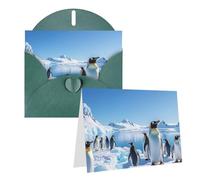 Blank Greetings Card 4'' X 6'' With Envelopes, Penguin Antarctica Ice Thank You Cards Note Cards Dark Green All Occasion Cards For Christmas Holidays Birthday Graduation Anniversaries