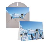 Blank Greetings Card 4'' X 6'' With Envelopes, Penguin Antarctica Ice Thank You Cards Note Cards Gray All Occasion Cards For Christmas Holidays Birthday Graduation Anniversaries