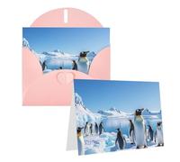 Blank Greetings Card 4'' X 6'' With Envelopes, Penguin Antarctica Ice Thank You Cards Note Cards Pink All Occasion Cards For Christmas Holidays Birthday Graduation Anniversaries