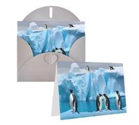 Blank Greetings Card 4'' X 6'' With Envelopes, Penguins On The Iceberg Thank You Cards Note Cards Gray All Occasion Cards For Christmas Holidays Birthday Graduation Anniversaries