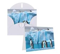Blank Greetings Card 4'' X 6'' With Envelopes, Penguins On The Iceberg Thank You Cards Note Cards White All Occasion Cards For Christmas Holidays Birthday Graduation Anniversaries
