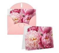 Blank Greetings Card 4'' X 6'' With Envelopes, Peony Flowers Blossom Thank You Cards Note Cards Pink All Occasion Cards For Christmas Holidays Birthday Graduation Anniversaries