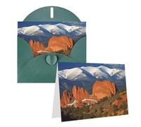 Blank Greetings Card 4'' X 6'' With Envelopes, Pikes Peak Colorado Thank You Cards Note Cards Dark Green All Occasion Cards For Christmas Holidays Birthday Graduation Anniversaries