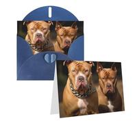Blank Greetings Card 4'' X 6'' With Envelopes, Pitbull Dogs Thank You Cards Note Cards Blue All Occasion Cards For Christmas Holidays Birthday Graduation Anniversaries