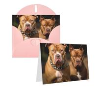 Blank Greetings Card 4'' X 6'' With Envelopes, Pitbull Dogs Thank You Cards Note Cards Pink All Occasion Cards For Christmas Holidays Birthday Graduation Anniversaries