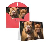 Blank Greetings Card 4'' X 6'' With Envelopes, Pitbull Dogs Thank You Cards Note Cards Red All Occasion Cards For Christmas Holidays Birthday Graduation Anniversaries