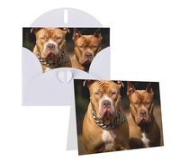 Blank Greetings Card 4'' X 6'' With Envelopes, Pitbull Dogs Thank You Cards Note Cards White All Occasion Cards For Christmas Holidays Birthday Graduation Anniversaries