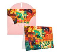 Blank Greetings Card 4'' X 6'' With Envelopes, Pixel Art Pattern Thank You Cards Note Cards Pink All Occasion Cards For Christmas Holidays Birthday Graduation Anniversaries