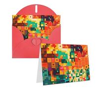 Blank Greetings Card 4'' X 6'' With Envelopes, Pixel Art Pattern Thank You Cards Note Cards Red All Occasion Cards For Christmas Holidays Birthday Graduation Anniversaries