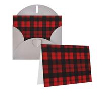 Blank Greetings Card 4'' X 6'' With Envelopes, Plaid Red And Black Thank You Cards Note Cards Gray All Occasion Cards For Christmas Holidays Birthday Graduation Anniversaries