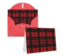Blank Greetings Card 4'' X 6'' With Envelopes, Plaid Red And Black Thank You Cards Note Cards Red All Occasion Cards For Christmas Holidays Birthday Graduation Anniversaries