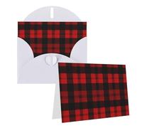 Blank Greetings Card 4'' X 6'' With Envelopes, Plaid Red And Black Thank You Cards Note Cards White All Occasion Cards For Christmas Holidays Birthday Graduation Anniversaries