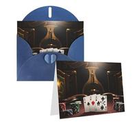 Blank Greetings Card 4'' X 6'' With Envelopes, Poker Tournament Thank You Cards Note Cards Blue All Occasion Cards For Christmas Holidays Birthday Graduation Anniversaries