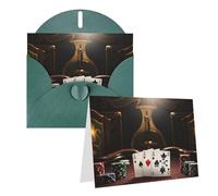 Blank Greetings Card 4'' X 6'' With Envelopes, Poker Tournament Thank You Cards Note Cards Dark Green All Occasion Cards For Christmas Holidays Birthday Graduation Anniversaries