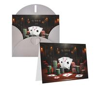 Blank Greetings Card 4'' X 6'' With Envelopes, Poker Tournament Thank You Cards Note Cards Gray All Occasion Cards For Christmas Holidays Birthday Graduation Anniversaries