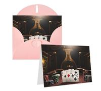 Blank Greetings Card 4'' X 6'' With Envelopes, Poker Tournament Thank You Cards Note Cards Pink All Occasion Cards For Christmas Holidays Birthday Graduation Anniversaries