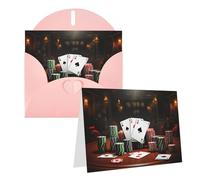 Blank Greetings Card 4'' X 6'' With Envelopes, Poker Tournament Thank You Cards Note Cards Pink All Occasion Cards For Christmas Holidays Birthday Graduation Anniversaries