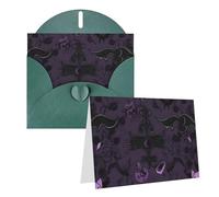 Blank Greetings Card 4'' X 6'' With Envelopes, Purple Black Goth Spooky Thank You Cards Note Cards Dark Green All Occasion Cards For Christmas Holidays Birthday Graduation Anniversaries