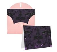 Blank Greetings Card 4'' X 6'' With Envelopes, Purple Black Goth Spooky Thank You Cards Note Cards Pink All Occasion Cards For Christmas Holidays Birthday Graduation Anniversaries