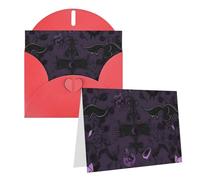 Blank Greetings Card 4'' X 6'' With Envelopes, Purple Black Goth Spooky Thank You Cards Note Cards Red All Occasion Cards For Christmas Holidays Birthday Graduation Anniversaries