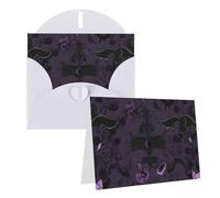 Blank Greetings Card 4'' X 6'' With Envelopes, Purple Black Goth Spooky Thank You Cards Note Cards White All Occasion Cards For Christmas Holidays Birthday Graduation Anniversaries