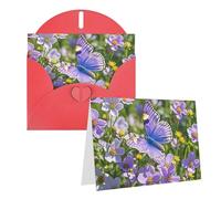 Blank Greetings Card 4'' X 6'' With Envelopes, Purple Butterfly And Flowers Thank You Cards Note Cards Red All Occasion Cards For Christmas Holidays Birthday Graduation Anniversaries