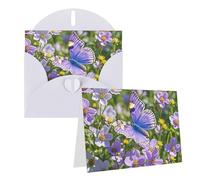 Blank Greetings Card 4'' X 6'' With Envelopes, Purple Butterfly And Flowers Thank You Cards Note Cards White All Occasion Cards For Christmas Holidays Birthday Graduation Anniversaries