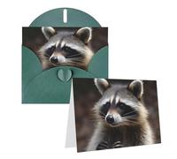 Blank Greetings Card 4'' X 6'' With Envelopes, Raccoon Thank You Cards Note Cards Dark Green All Occasion Cards For Christmas Holidays Birthday Graduation Anniversaries