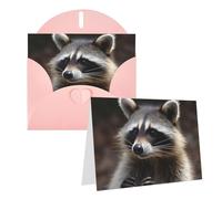 Blank Greetings Card 4'' X 6'' With Envelopes, Raccoon Thank You Cards Note Cards Pink All Occasion Cards For Christmas Holidays Birthday Graduation Anniversaries
