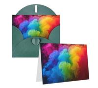Blank Greetings Card 4'' X 6'' With Envelopes, Rainbow Smoke Thank You Cards Note Cards Dark Green All Occasion Cards For Christmas Holidays Birthday Graduation Anniversaries