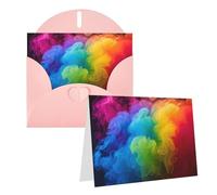 Blank Greetings Card 4'' X 6'' With Envelopes, Rainbow Smoke Thank You Cards Note Cards Pink All Occasion Cards For Christmas Holidays Birthday Graduation Anniversaries