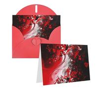 Blank Greetings Card 4'' X 6'' With Envelopes, Red Black White Abstract Thank You Cards Note Cards Red All Occasion Cards For Christmas Holidays Birthday Graduation Anniversaries