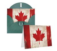 Blank Greetings Card 4'' X 6'' With Envelopes, Retro Canada Flag Thank You Cards Note Cards Dark Green All Occasion Cards For Christmas Holidays Birthday Graduation Anniversaries