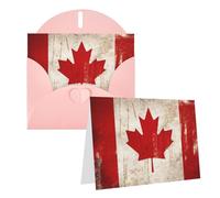 Blank Greetings Card 4'' X 6'' With Envelopes, Retro Canada Flag Thank You Cards Note Cards Pink All Occasion Cards For Christmas Holidays Birthday Graduation Anniversaries